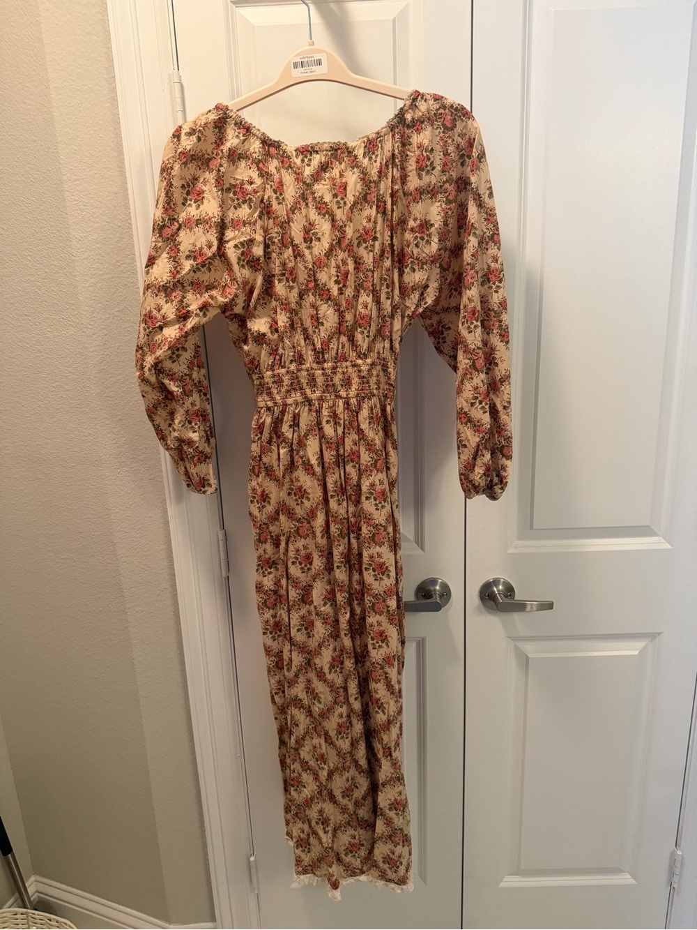 Christy Dawn Venus Floral Midi Dress in Cream and Pink - Picture 5 of 5